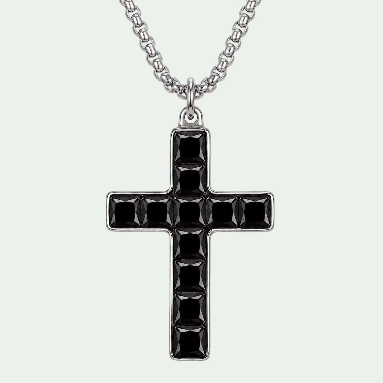 Black Aurevyn Grid cross necklace
