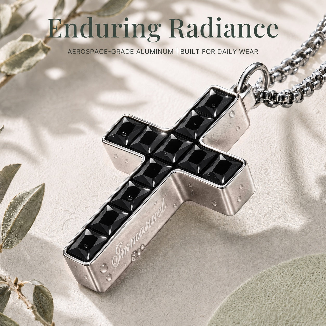 Black Zirconia NFC Cross Necklace | Aurevyn Grid