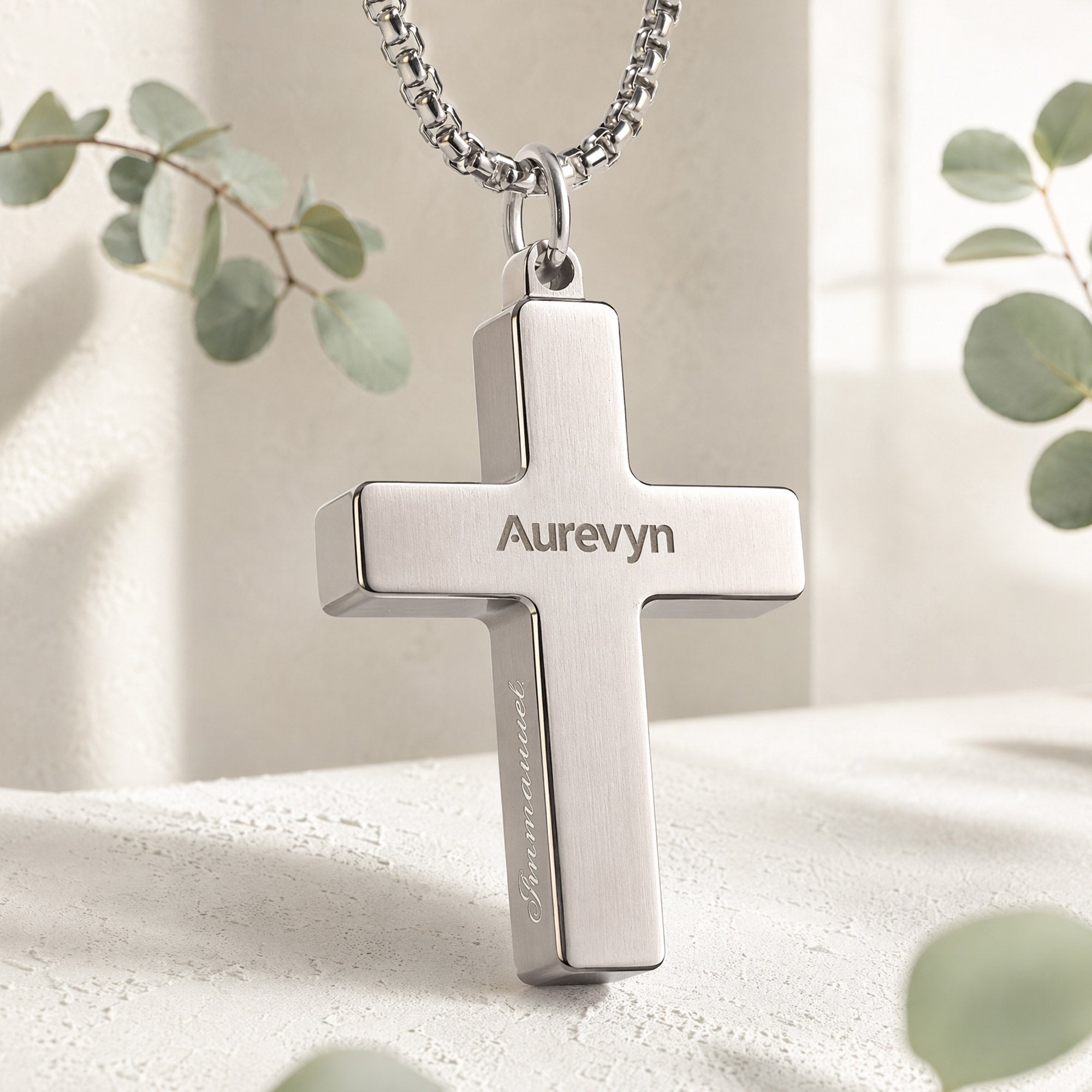 Black Zirconia NFC Cross Necklace | Aurevyn Grid