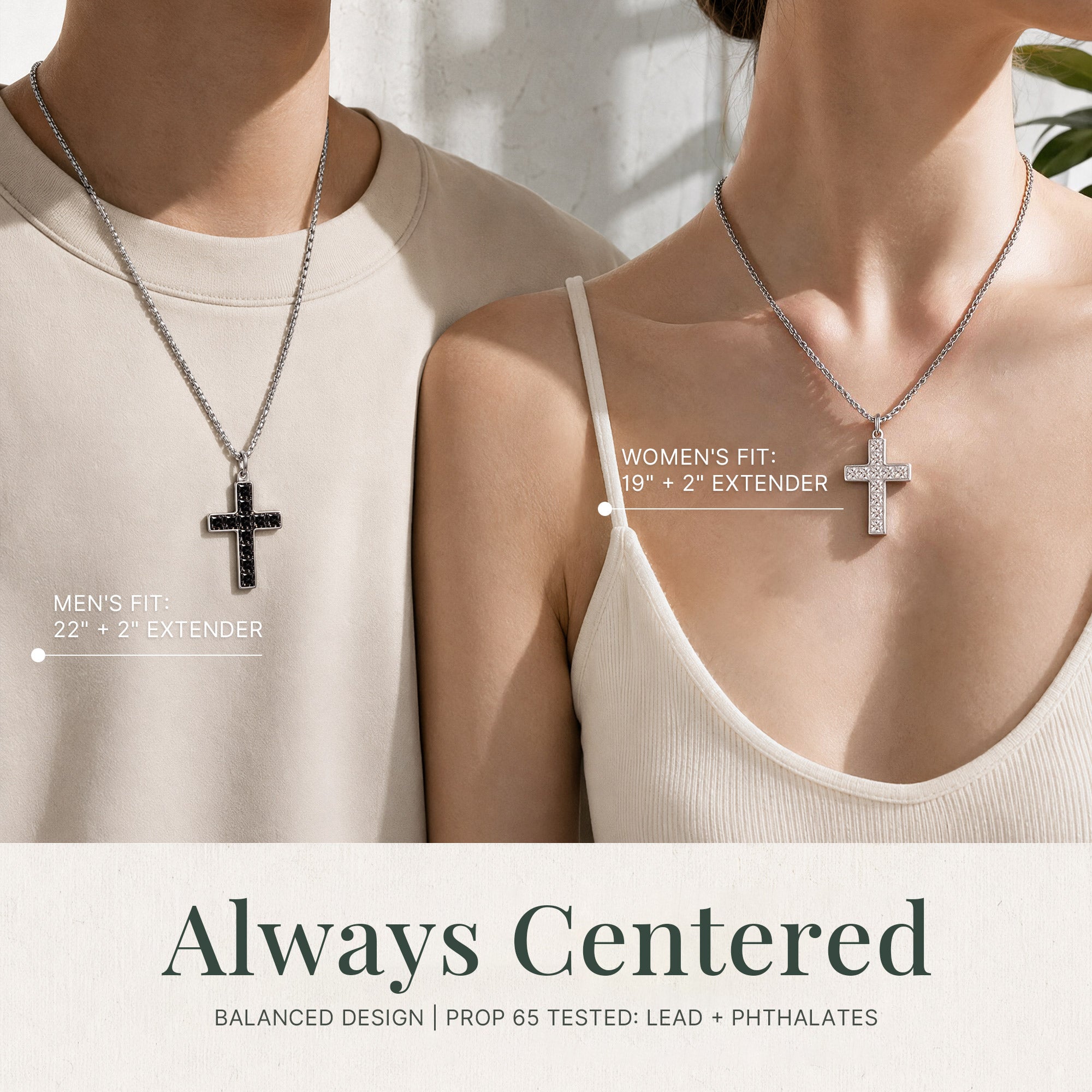 Black Zirconia NFC Cross Necklace | Aurevyn Grid